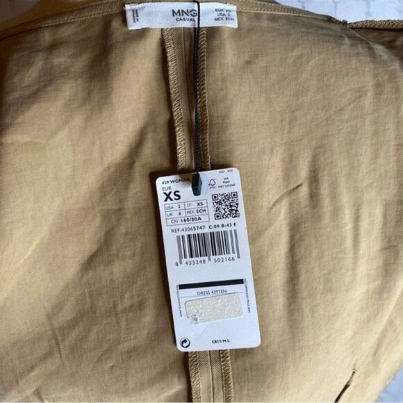 MANGO khaki trench-coat dress‎ with belt tie front buttons short dress NEW - Picture 5 of 6